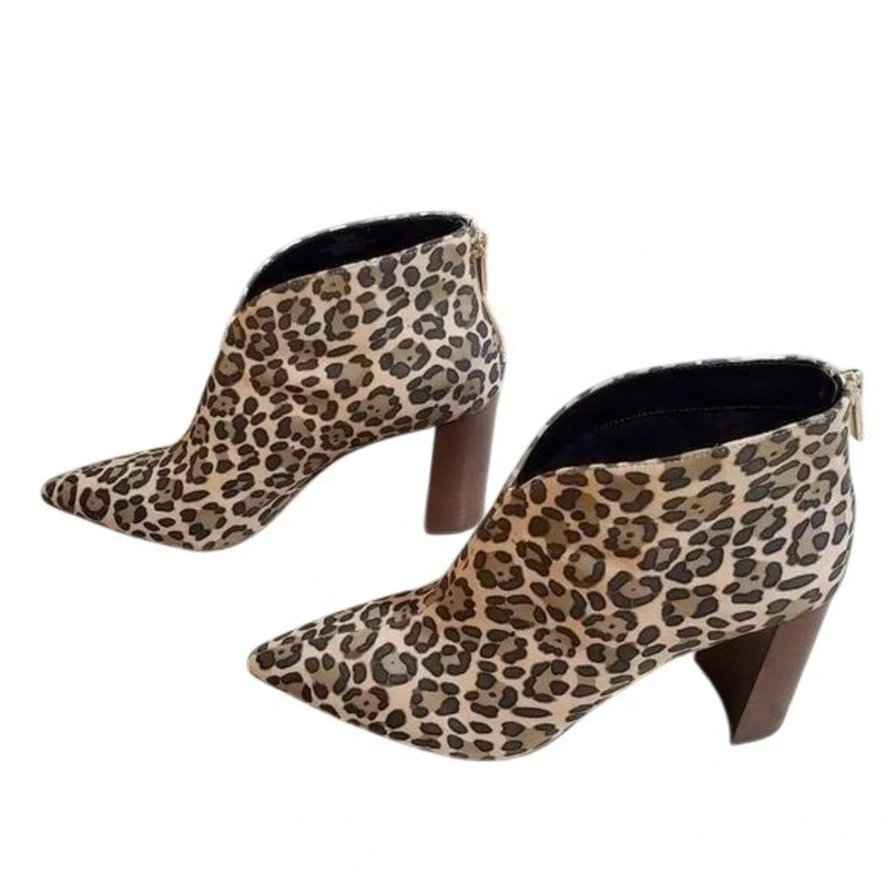 SOLE society leopard print‎ block heel chunky bohemian bootie boots size 10 New